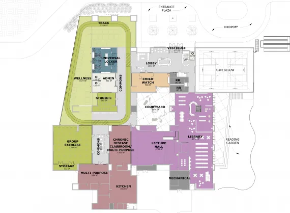 Proposed floor plan drawing for the shared YMCA Library building